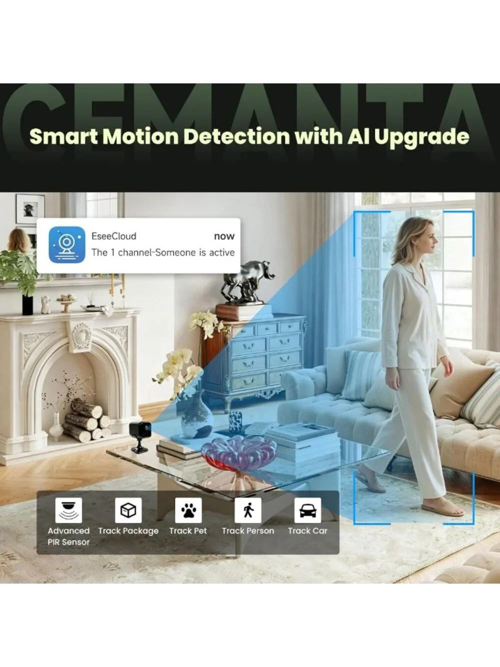 Compact Wireless Security Camera - 4MP, Night Vision, AI Motion Detection, Free